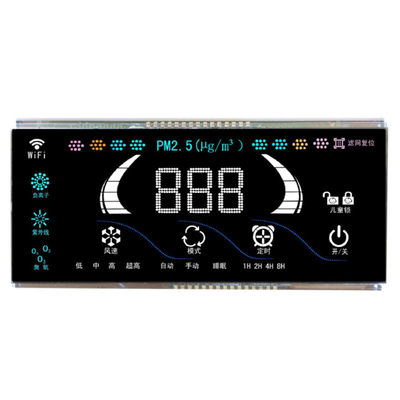 Display LCD 7-segmen yang disesuaikan Mesin desinfeksi ozon anion, pengontrol udara segar, LCD latar belakang VA hitam