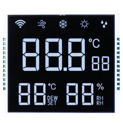 Tampilan LCD Segmen VA Kustom 12:00 Arah Pandang Duty/Bias 1/4 Duty Konsumsi Ultra-Rendah 2μA -20°C hingga 70°C Operasi
