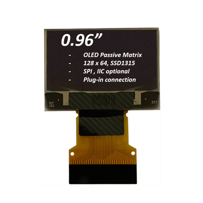 0.96 Inch OLED Display Module 128x64 Pixel SPI I2C Interface Plug-In Connection