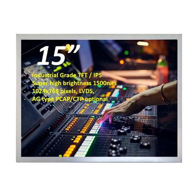 Lampu Matahari Membaca 15 Inch Industrial TFT Display 1000 Nits LVDS 1024x768 Pixel