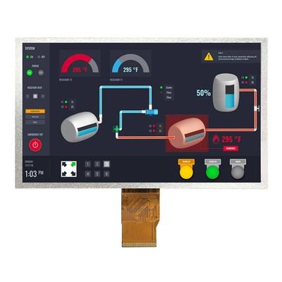 7 inci TFT LCD Display Operasi Suhu Luas RGB 1024x600 50 pin HMI Screen