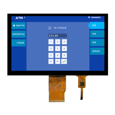 Kecerahan Tinggi 1000nits 7-Inch IPS TFT LCD Display 1024*600 Titik RGB Antarmuka Dengan CTP
