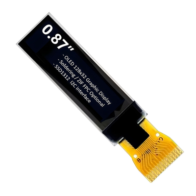 0.87 inci 128x32 Layar OLED kecil IIC Antarmuka teks putih
