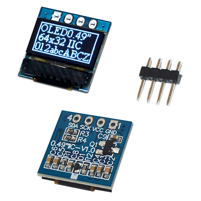0.49 Inch Graphic OLED Display Dengan 4 Header Pin SSD1315 Dukungan I2C Interface