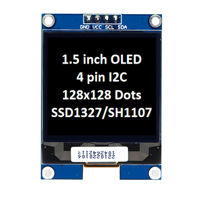 1.5 Inch OLED Display Panel Module Unit 128x128 Pixel 4 Pin I2C Interface Dengan LED Display Controller