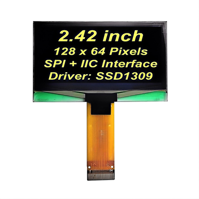 2.42 inci OLED Display 128x64 Fonts Kuning PMOLED Screen SSD1309 Controller SPI+IIC Antarmuka