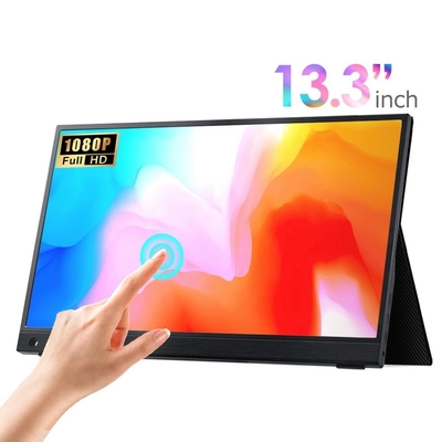 13.3 Inch Touchscreen Portable Monitor, USB C Portable Gaming Monitor dengan Stand Desktop untuk Laptop Komputer Telepon