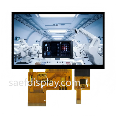 4.3" 1000nit IPS TFT LCD. 480×272 RGB. Capacitive Touch. RGB 24-bit Parallel. -30°C sampai +80°C (AS/Jerman).