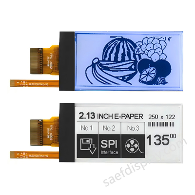 2.13" E-ink Display dengan lampu depan 122×250 0.3s Refresh Parsial SPI Interface CTP Custom