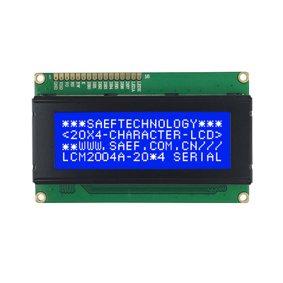 Layar LCD Karakter Monokrom 20x4 LCM 16 Pin 8bit MPU STN Biru Negatif
