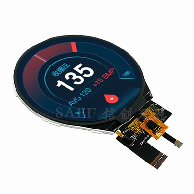 Modul tampilan LCD TFT 3.4 &quot;bentuk bulat 800x800 IPS sudut pandang penuh antarmuka MIPI dengan modul tampilan LCD TFT CTP