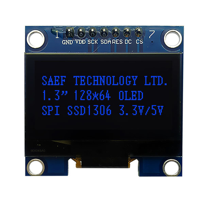 Antarmuka SPI Tampilan OLED 1,3 Inch OLED I2c 7 Pin Dengan IC Driver SH1106