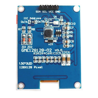 1.5 Inch OLED Display Panel Module Unit 128x128 Pixel 4 Pin I2C Interface Dengan LED Display Controller
