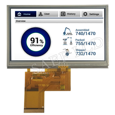 Layar TFT LCD 4.3 "Inci 480x272 IPS sudut pandang penuh antarmuka RGB dengan Panel Sentuh Resistif Layar TFT LCD