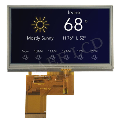 480x272 LCD TFT 4,3 Inch 40 PIN IPS Antarmuka RGB Sudut Pandang Penuh