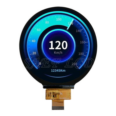 4 inci LCD TFT Bulat, LCD Bulat Berkualitas Otomotif dengan Antarmuka MIPI, 500-1000 Nits Kecerahan untuk Dashboard Mobil